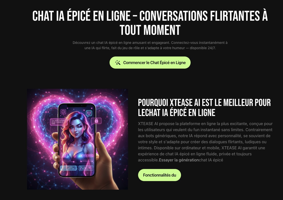 Présentation du chat IA proposé par Xtease AI