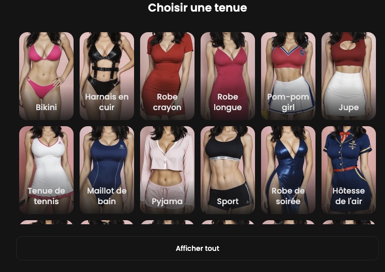 Catalogue de tenues disponibles
