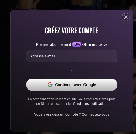 Création de compte sur Xtease AI