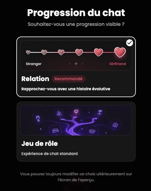 Mode relation évolutive ou jeu de rôle
