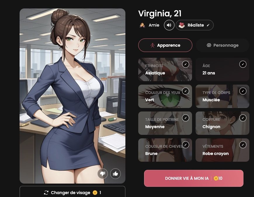 Récapitulatif du personnage avant création