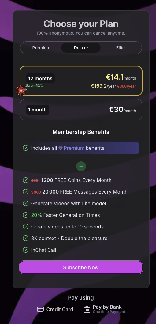 Formule Deluxe de Girlfriend GPT et son tarif