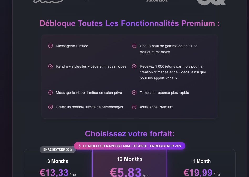 Grille tarifaire de FlirtCam AI